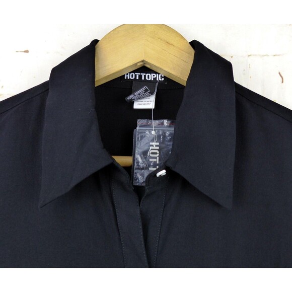 Hot Topic Shirt Women M Black Psychic Reader Tie Front Button Goth Witch Moon - Picture 4 of 13